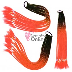 Coada de par afro impletita Premium de 60 cm ombre, set 12 bucati Brunet cu Portocaliu Neon 216#